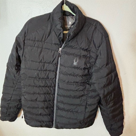 Spyder Women's Black Down Puffer Jacket Size L‎ Winter Casual Warm - Picture 1 of 14